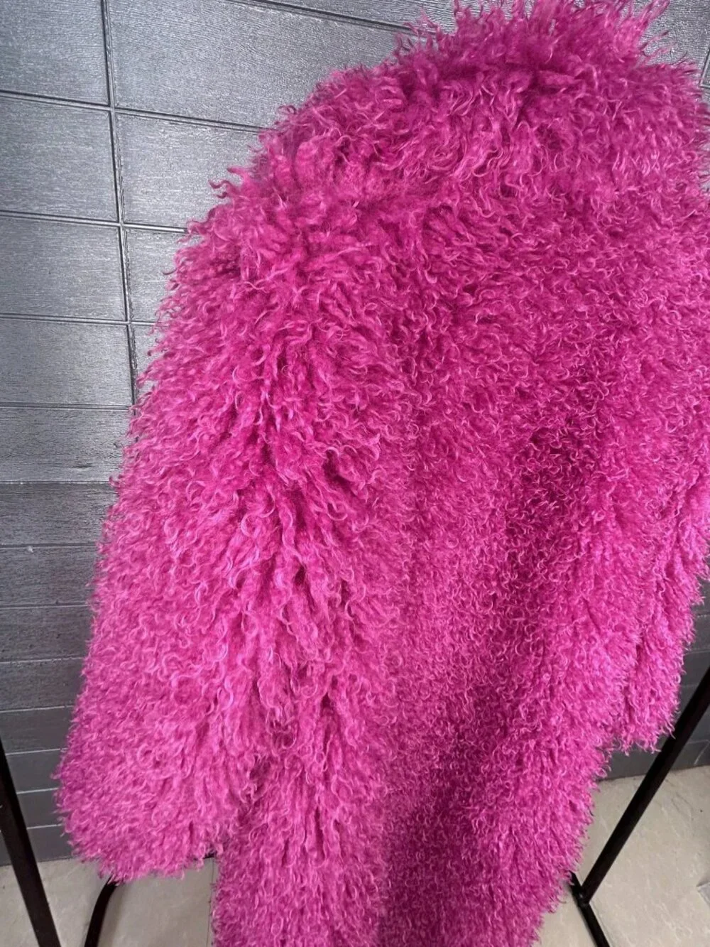 Hot Pink Women's Faux Fur Coat - Picture 4 of 5